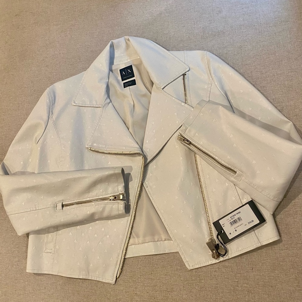 White Leather Blouson Armani Exchange Jacket